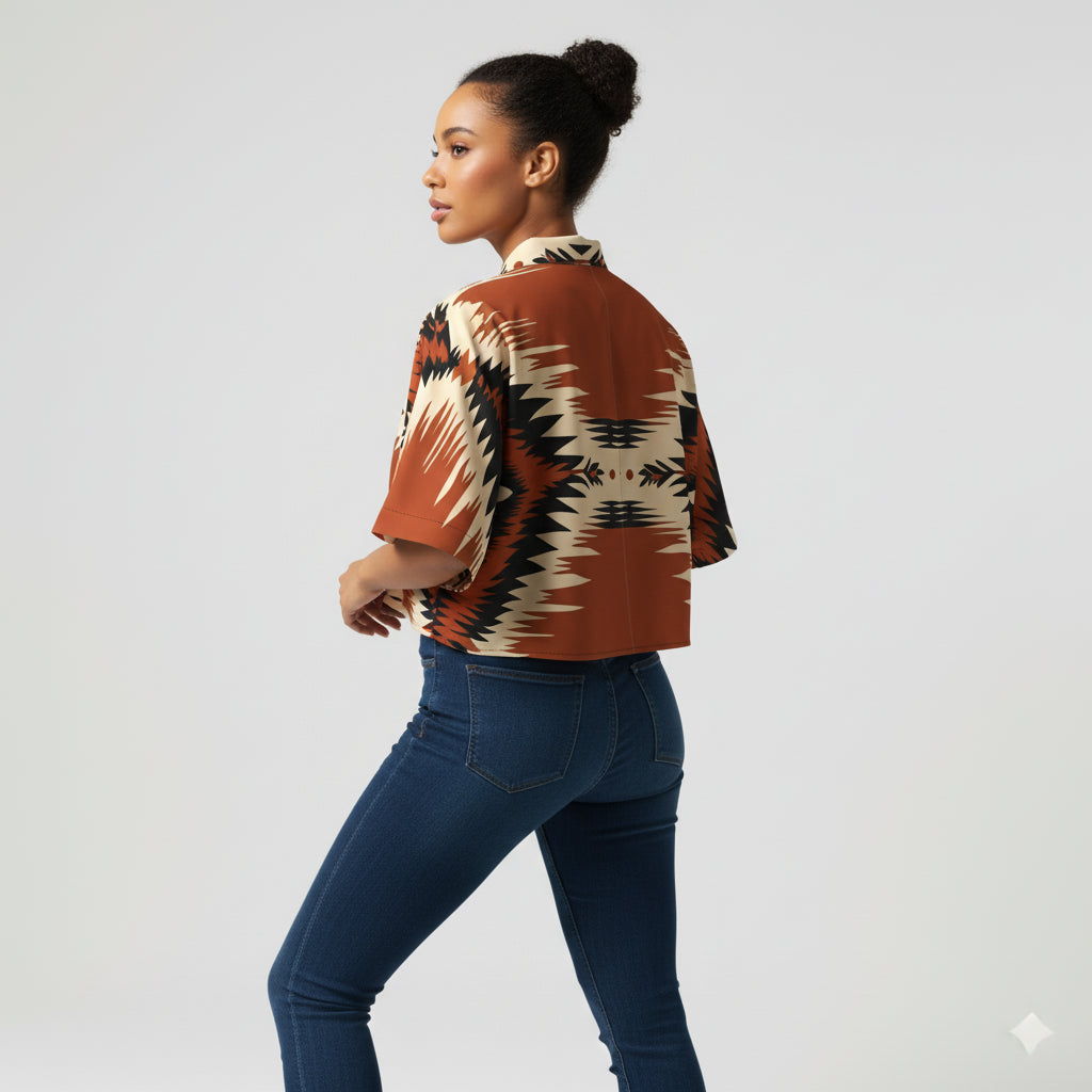 Kai Cropped Kimono Sleeve Blouse