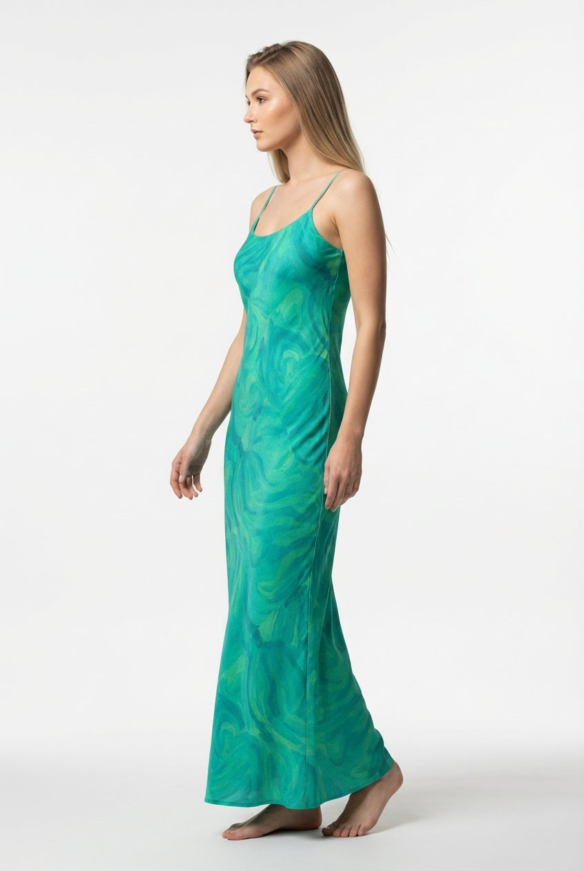 Bias Slip Dress Teal Noodles 