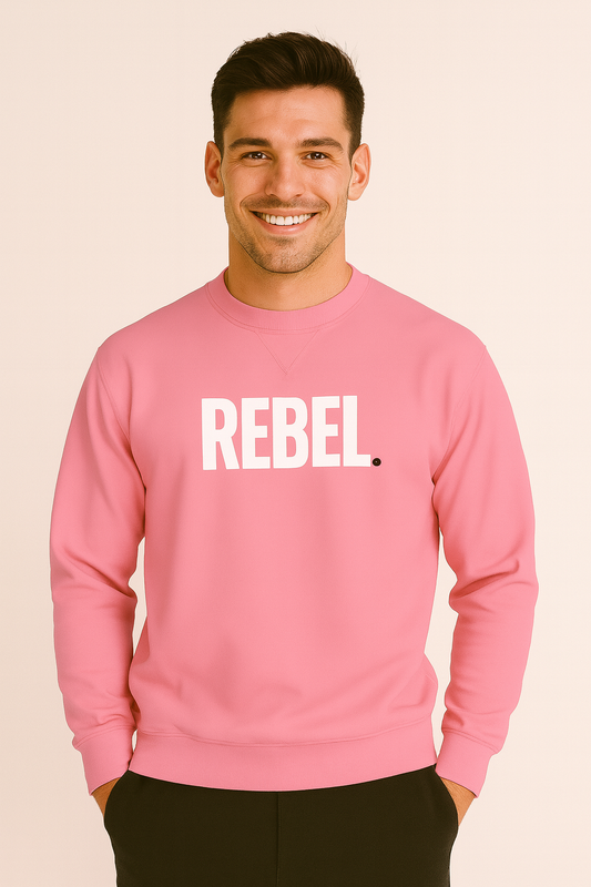The 'Eddie Roche' Pink White Text Crew Neck Sweatshirt