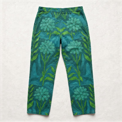 Carpenter Pants Teal Flowers