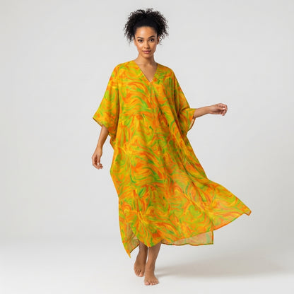 Caftan Fruity Noodles in Lightweight Organic Cotton Voile 