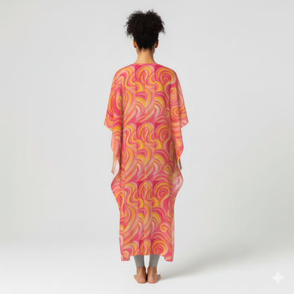 Kaftan Sunset Swirls in Lightweight Organic Cotton Voile