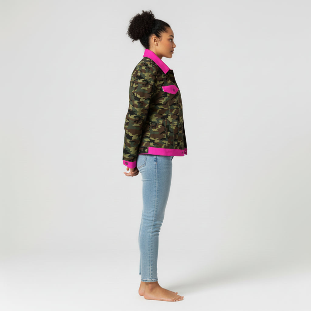 Camo-Pop Jean Jacket in Heavy Stretch Cotton Twill