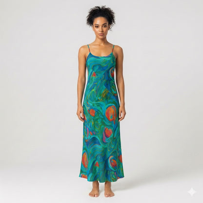 Bias Slip Dress Floral Swamp