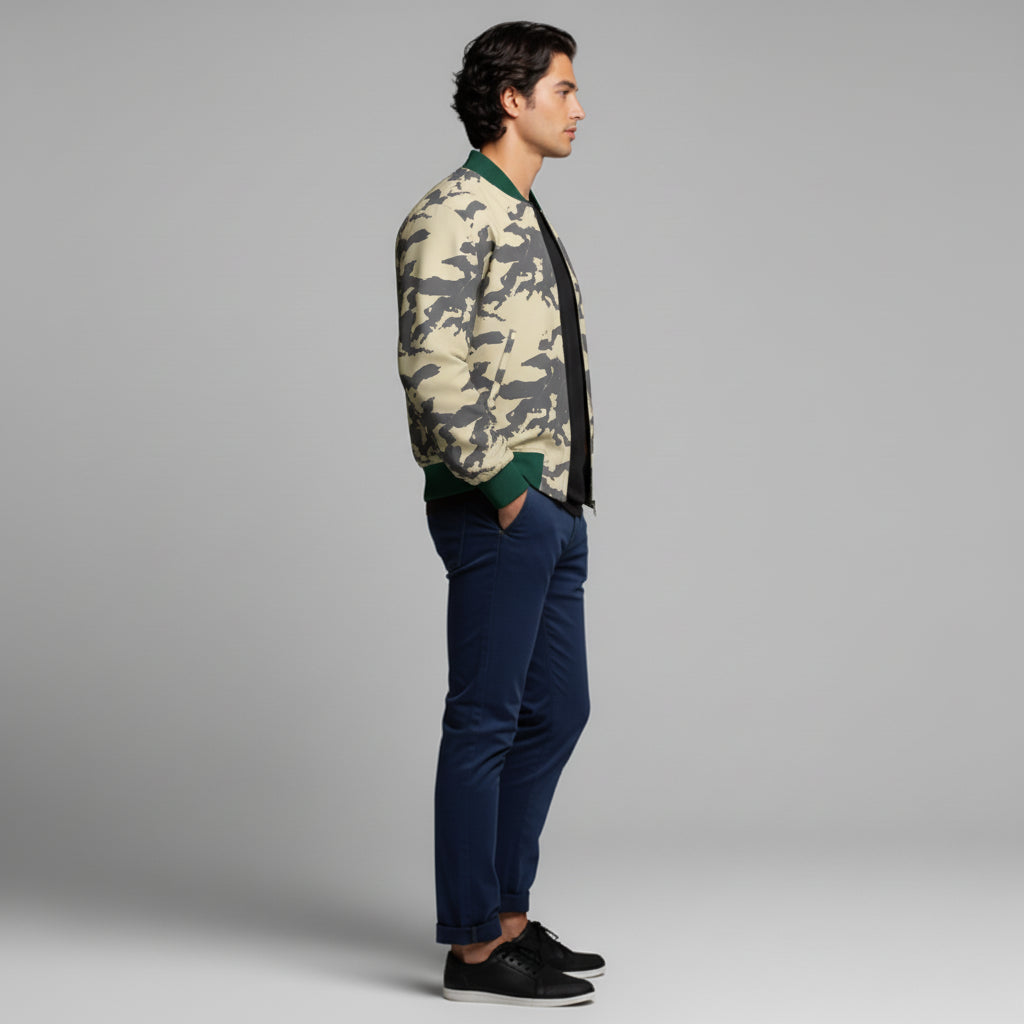 Zip Up Bomber in Mid Cotton Tencel Stretch Twill