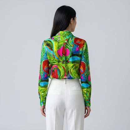 Button Front Shirt Pink Water Lilies
