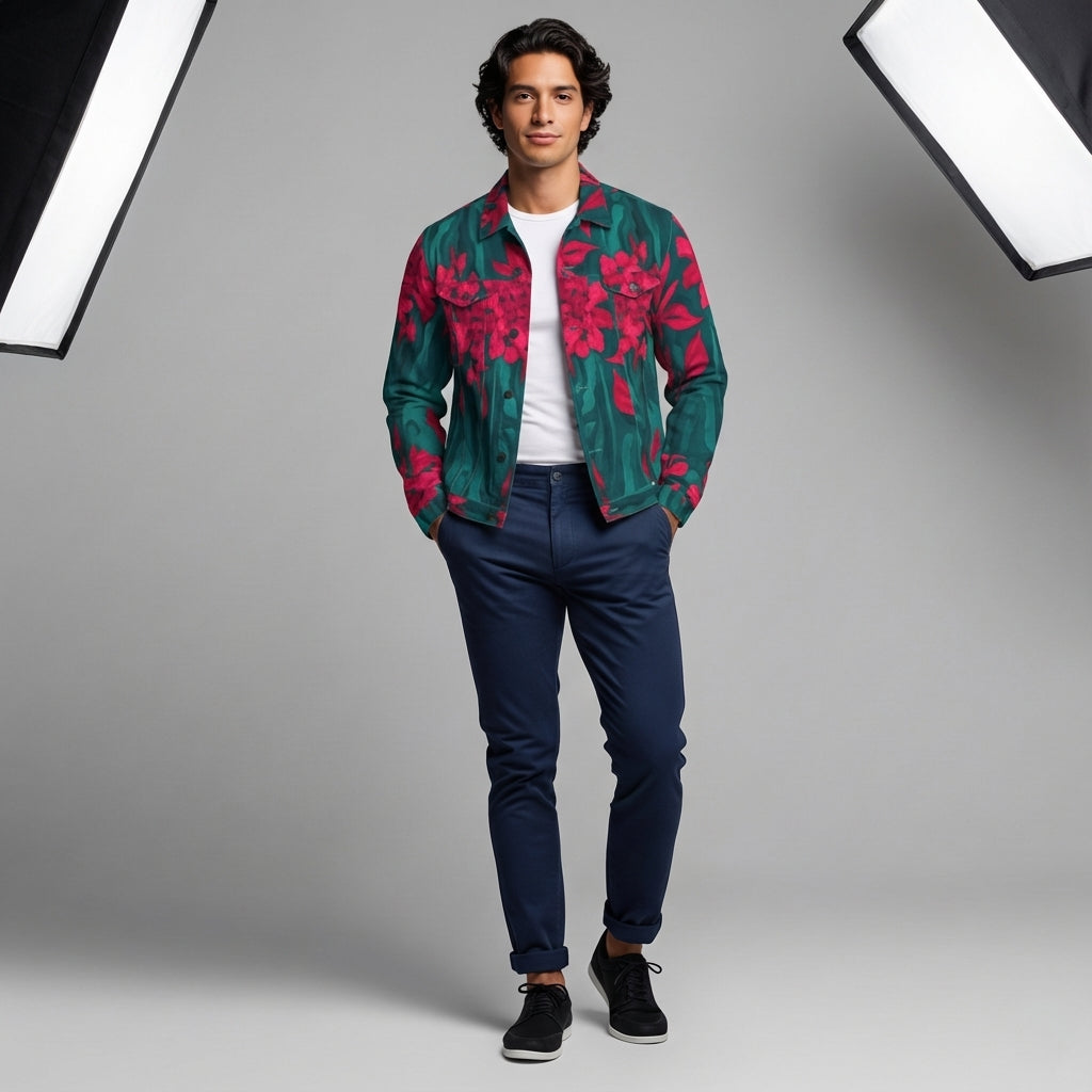 Jean Jacket Pink Flowers