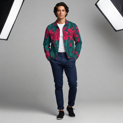 Jean Jacket Pink Flowers