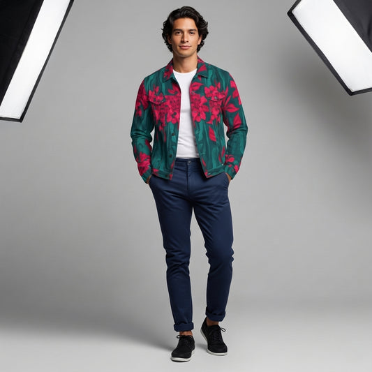 Jean Jacket Pink Flowers