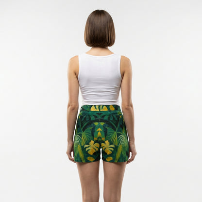 Regular Jean Shorts Green Leaves