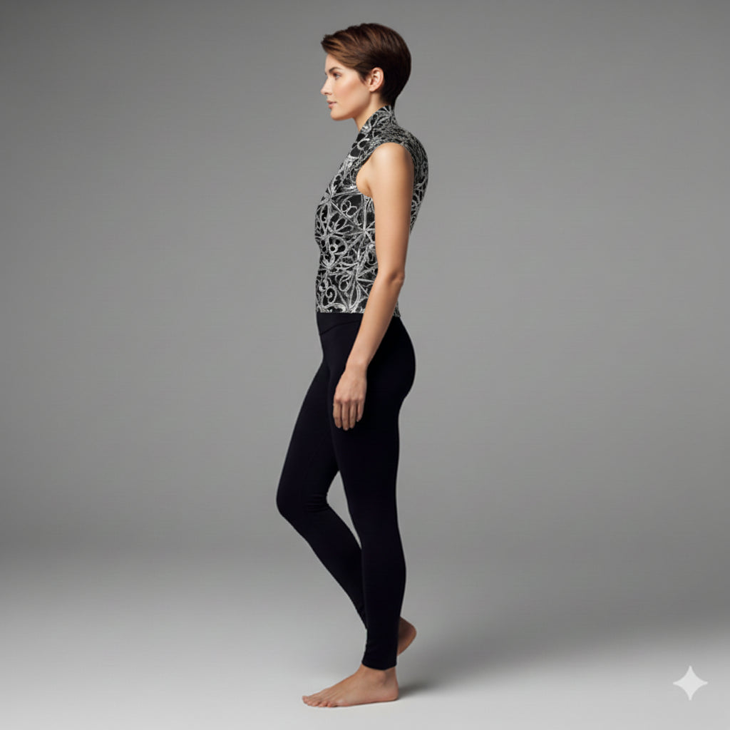 Gothic Lattice Surplice Top in Bamboo Cotton Jersey