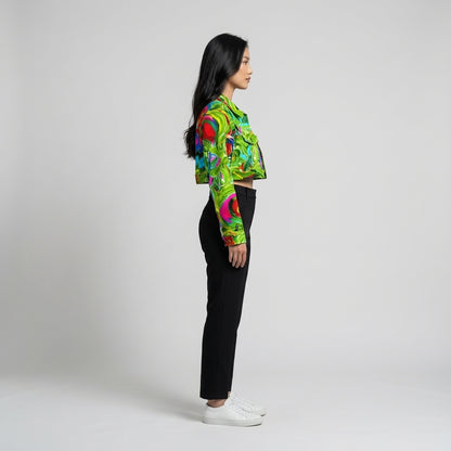 Cropped Jean Cotton Jacket Water Lilies 2