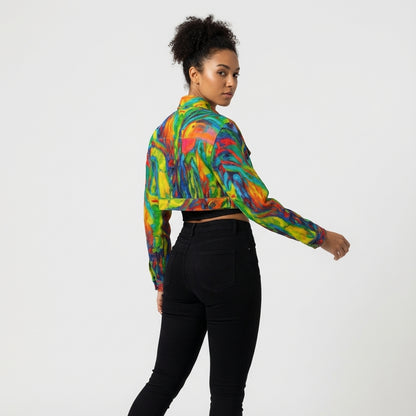 Cropped Jean Jacket Green Jungle