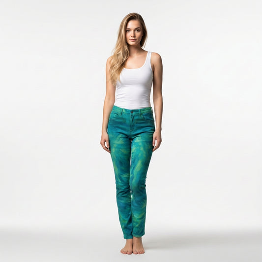 Skinny Jeans Turquoise Watercolors