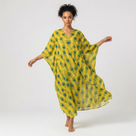 Caftan Yellow Peacock Feathers