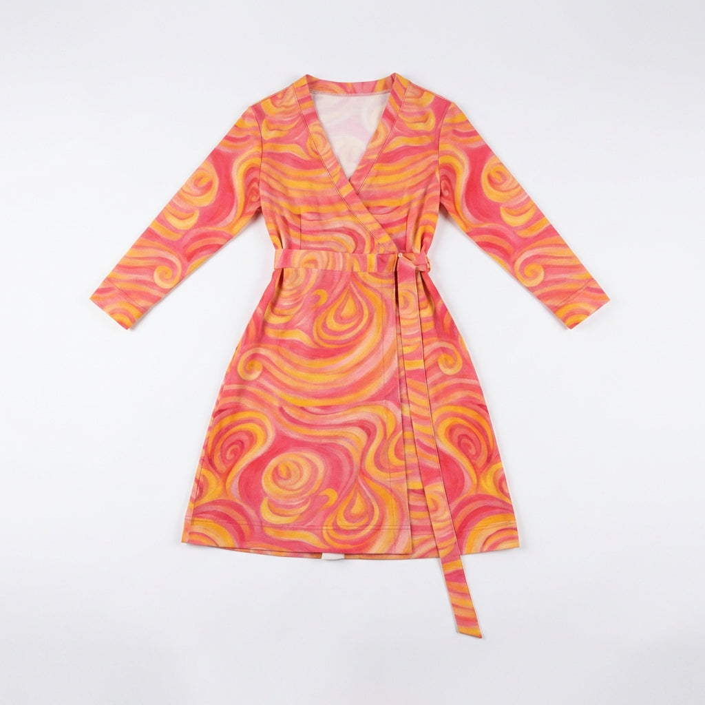 Wrap Dress Sunset Swirls