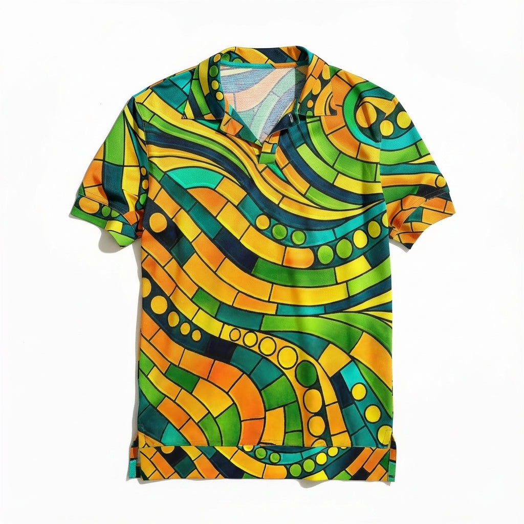 Polo Shirt with V Neck Mosaic 11