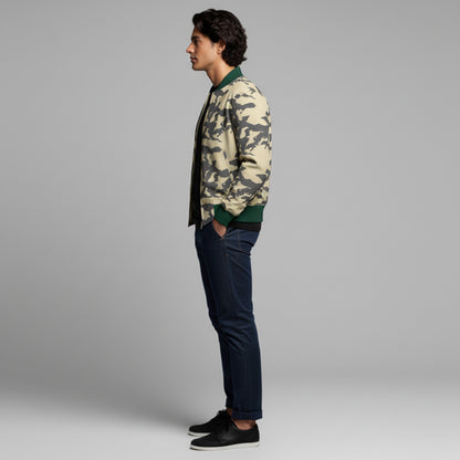 Zip Up Bomber in Mid Cotton Tencel Stretch Twill