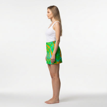Demin Mini Skirt Palm Tree Island