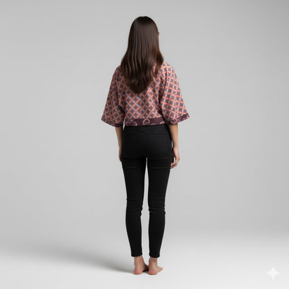 Kimono Sleeve Shirt in Black Organic Cotton Voile