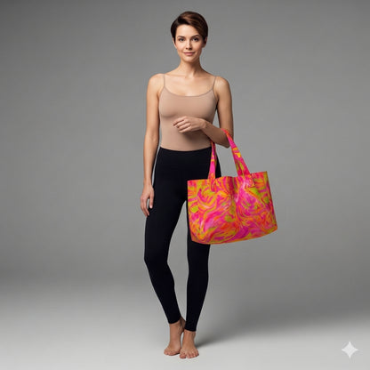 Large Tote Bag Pink Noodles
