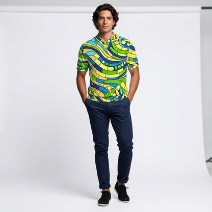 Polo Shirt with V Neck Mosaic 4