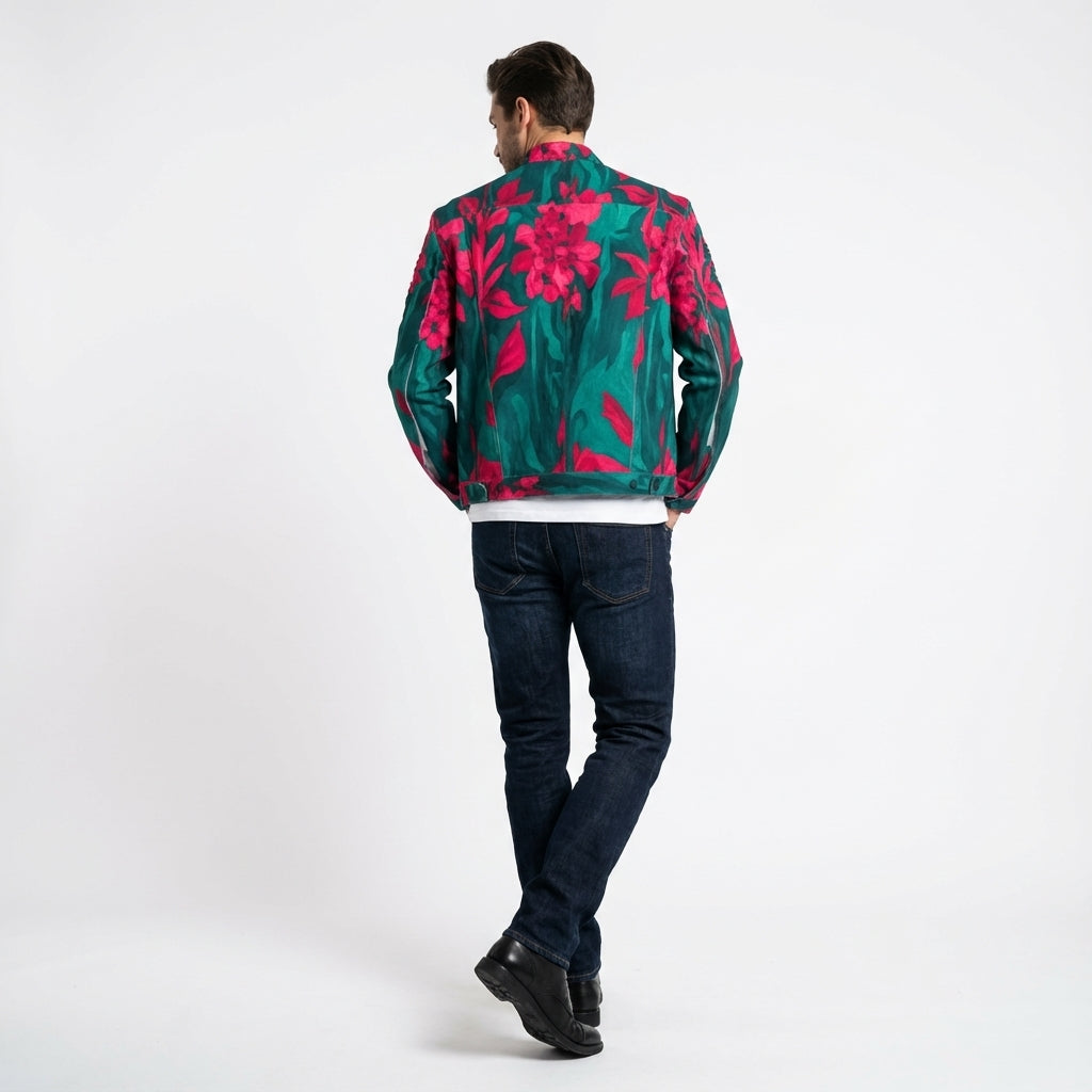 Jean Jacket Pink Flowers