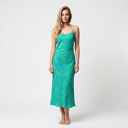 Bias Slip Dress Teal Noodles 