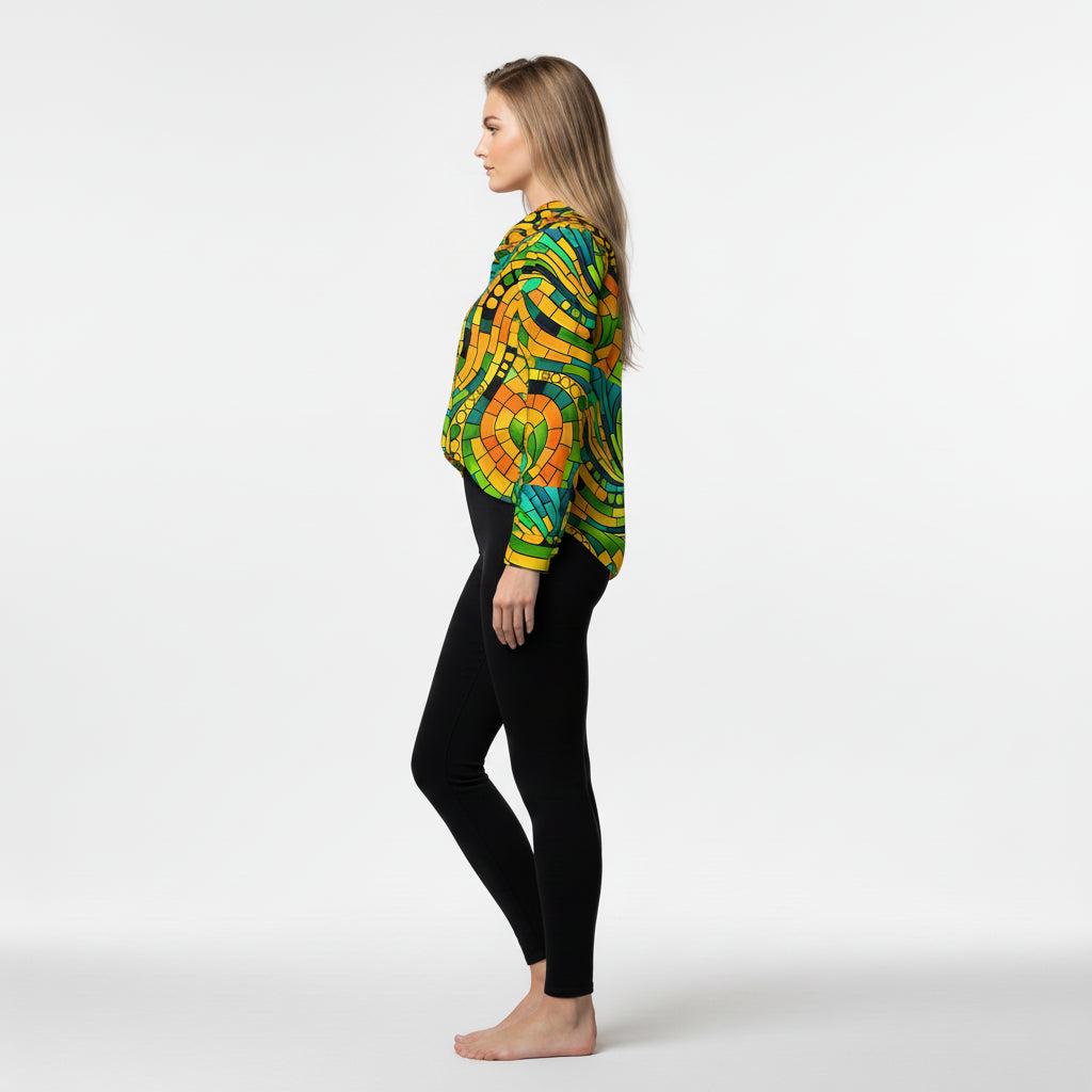 Women's Front Button Shirt Mosaic 11