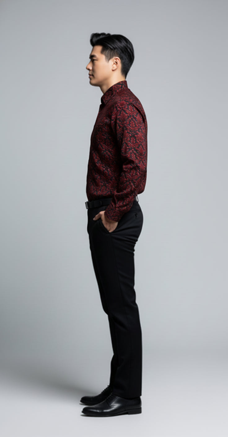 Blood Red Filagree Dress Shirt