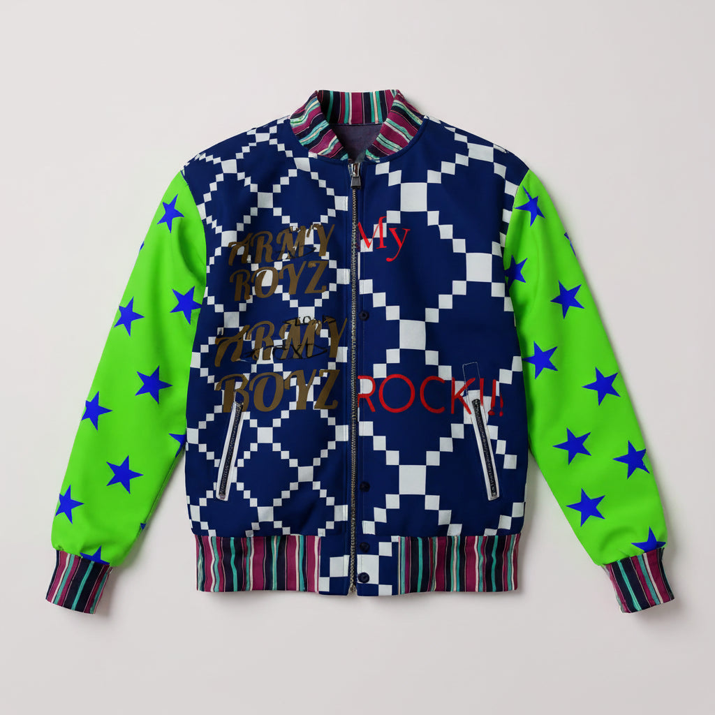 Snap Front Bomber Jacket in Rayon French Terry