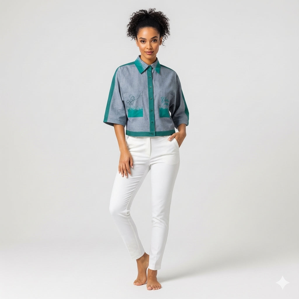 Kimono Sleeve Shirt in Lightweight Cotton Poplin