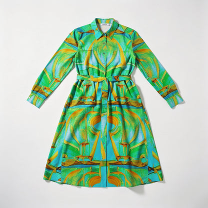 Button Front Shirt Dress Palm Tree Island