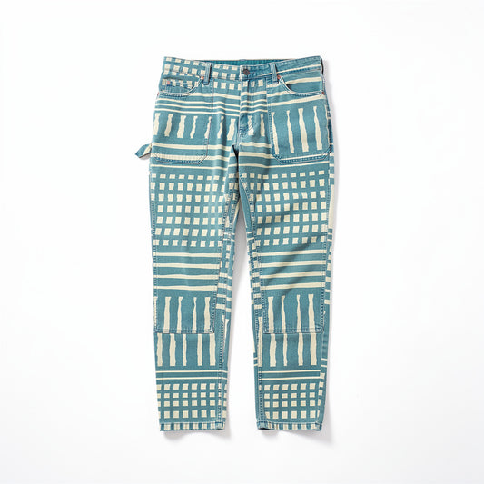 Everywhere Indigo Check Unisex Carpenter Pants 