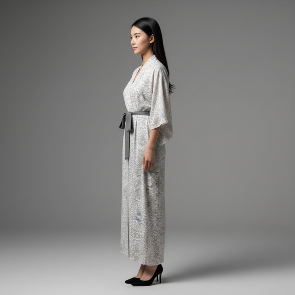 Abaya (Kimono Sleeve) in Ecovero Viscose Crepe – Modern Ornate Motif