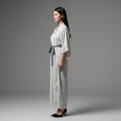 Abaya (Kimono Sleeve) in Ecovero Viscose Crepe – Modern Ornate Motif