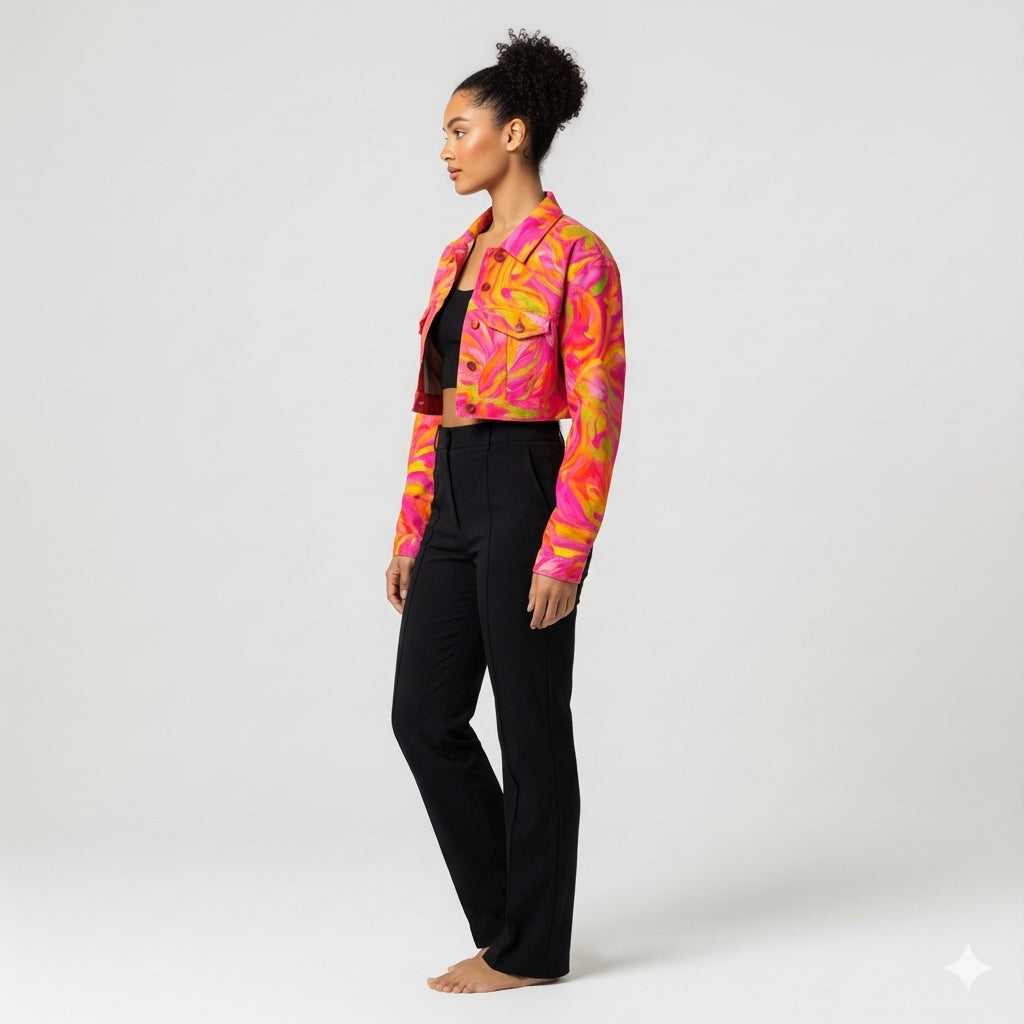 Cropped Jean Jacket Pink Noodles