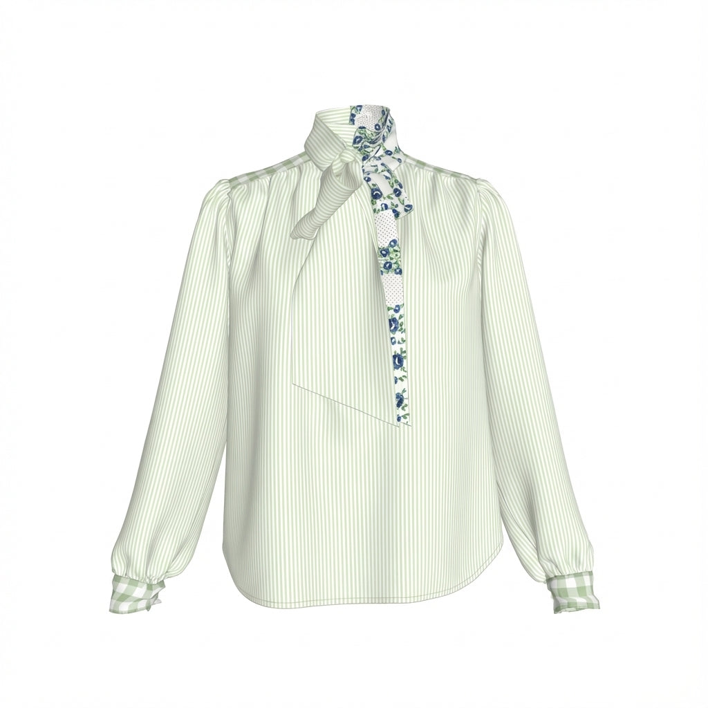 Bow Blouse in Lightweight Organic Cotton Voile