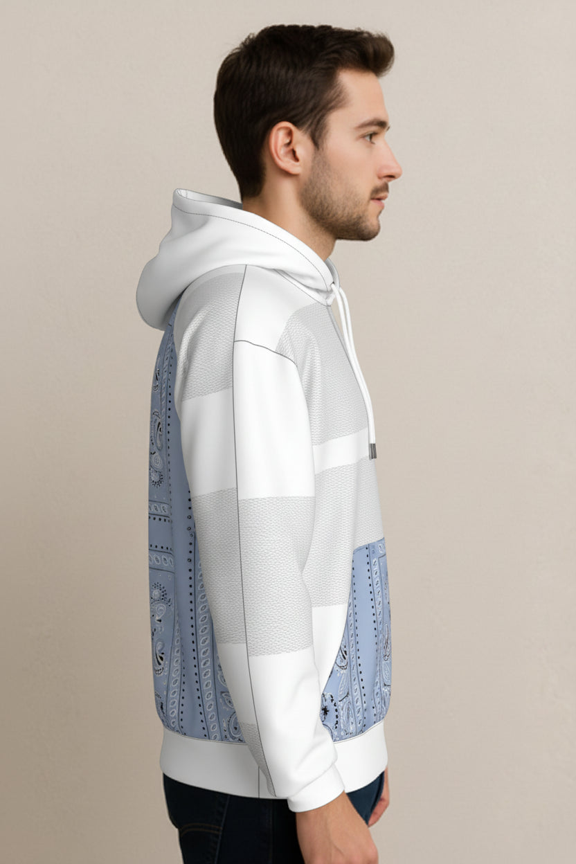 Half Raglan Sweatshirt Hoodie in Signature Black Grid