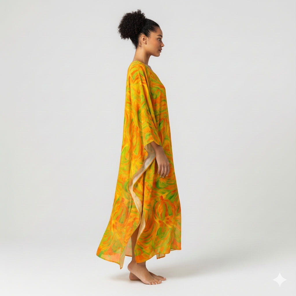 Caftan Fruity Noodles in Lightweight Organic Cotton Voile 