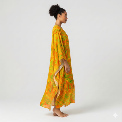 Caftan Fruity Noodles in Lightweight Organic Cotton Voile 