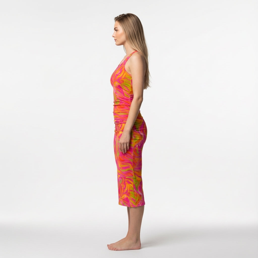 Racerback Shirred Tank Dress Pink Noodles