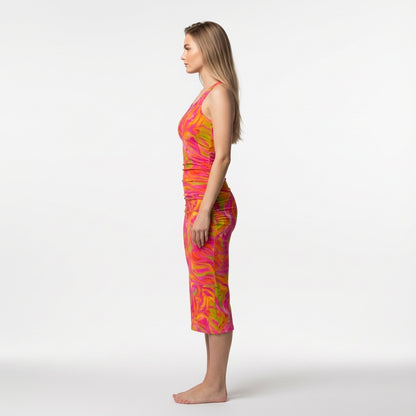 Racerback Shirred Tank Dress Pink Noodles