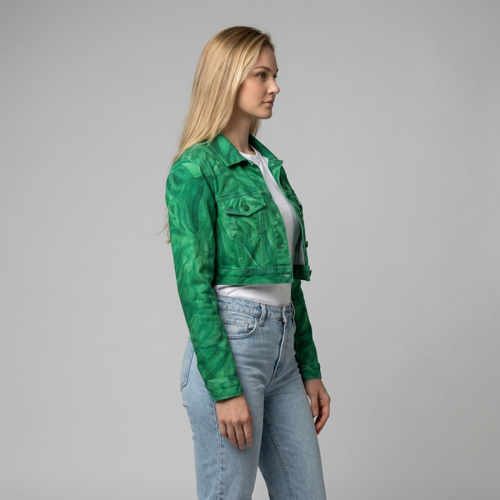 Cropped Jean Cotton Jacket Dark Green Noodles