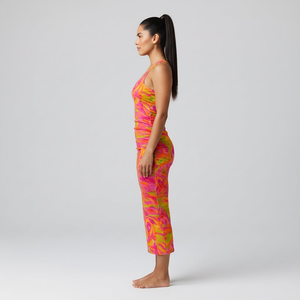 Racerback Shirred Tank Dress Pink Noodles