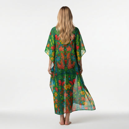 Caftan Butterfly Flowers in Lightweight Organic Cotton Voile