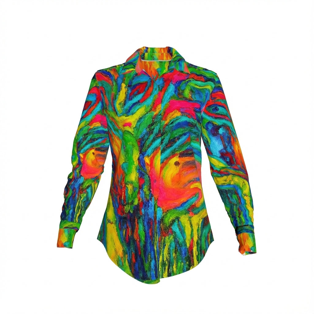 Button Front Shirt in Lightweight Cotton Poplin Green Jungle