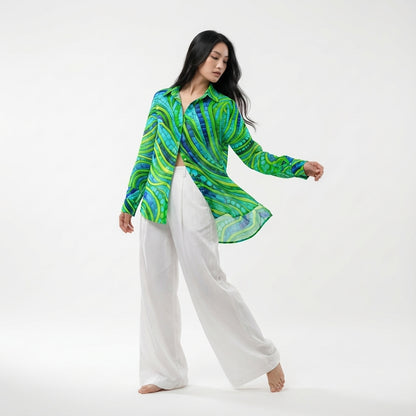 Women's Button Front Shirt Mosaic