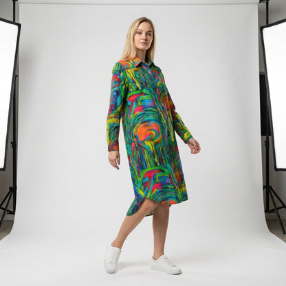  Long Sleeve Shirt Dress Green Jungle