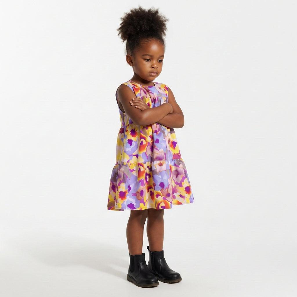 Ruffle Dress without Lining in Lightweight Cotton Poplin